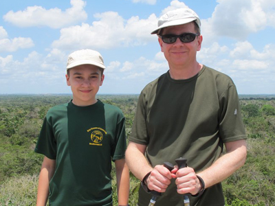 Scott with his son Cooper at Lamanai, Belize